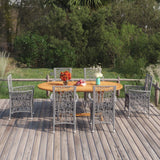 NNEVL 7 Piece Garden Dining Set Poly Rattan Grey