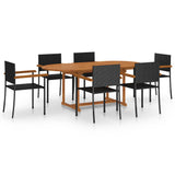 NNEVL 7 Piece Garden Dining Set Poly Rattan Black