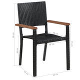 NNEVL 7 Piece Garden Dining Set Poly Rattan Black