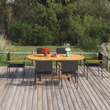 NNEVL 7 Piece Garden Dining Set Poly Rattan Black