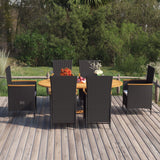 NNEVL 7 Piece Garden Dining Set Poly Rattan Black