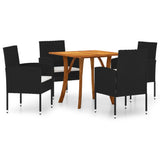 NNEVL 5 Piece Garden Dining Set Black