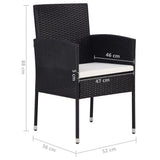 NNEVL 5 Piece Garden Dining Set Black