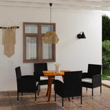 NNEVL 5 Piece Garden Dining Set Black