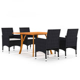 NNEVL 5 Piece Garden Dining Set Black