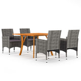 NNEVL 5 Piece Garden Dining Set Grey