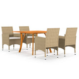 NNEVL 5 Piece Garden Dining Set Beige