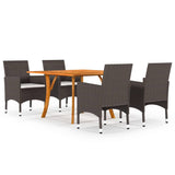 NNEVL 5 Piece Garden Dining Set Brown