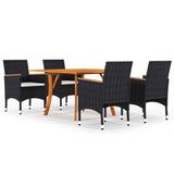 NNEVL 5 Piece Garden Dining Set Black