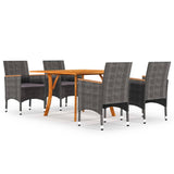 NNEVL 5 Piece Garden Dining Set Grey