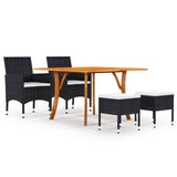 NNEVL 5 Piece Garden Dining Set Black