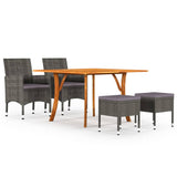 NNEVL 5 Piece Garden Dining Set Grey