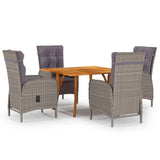 NNEVL 5 Piece Garden Dining Set Grey