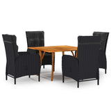 NNEVL 5 Piece Garden Dining Set Black