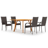 NNEVL 5 Piece Garden Dining Set Brown