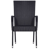 NNEVL 5 Piece Garden Dining Set Black