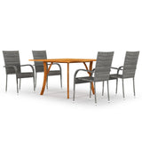 NNEVL 5 Piece Garden Dining Set Grey