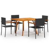 NNEVL 5 Piece Garden Dining Set Black