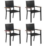 NNEVL 5 Piece Garden Dining Set Black