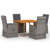 NNEVL 5 Piece Garden Dining Set Grey
