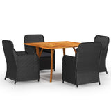 NNEVL 5 Piece Garden Dining Set Black