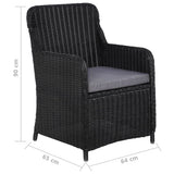 NNEVL 5 Piece Garden Dining Set Black