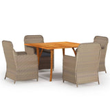 NNEVL 5 Piece Garden Dining Set Brown