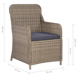 NNEVL 5 Piece Garden Dining Set Brown