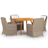 NNEVL 5 Piece Garden Dining Set Brown