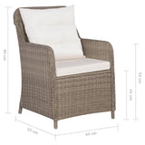 NNEVL 5 Piece Garden Dining Set Brown
