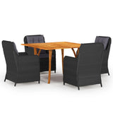 NNEVL 5 Piece Garden Dining Set Black