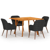 NNEVL 5 Piece Garden Dining Set Black