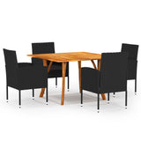 NNEVL 5 Piece Garden Dining Set Dark Black