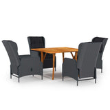 NNEVL 5 Piece Garden Dining Set Dark Grey
