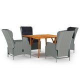 NNEVL 5 Piece Garden Dining Set Light Grey