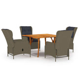 NNEVL 5 Piece Garden Dining Set Brown