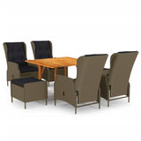 NNEVL 7 Piece Garden Dining Set Brown