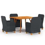 NNEVL 5 Piece Garden Dining Set Dark Grey