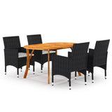 NNEVL 5 Piece Garden Dining Set Black