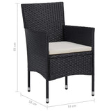 NNEVL 5 Piece Garden Dining Set Black