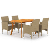 NNEVL 5 Piece Garden Dining Set Beige