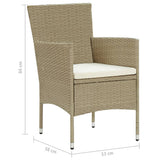 NNEVL 5 Piece Garden Dining Set Beige