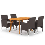 NNEVL 5 Piece Garden Dining Set Brown