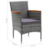NNEVL 5 Piece Garden Dining Set Grey