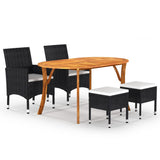 NNEVL 5 Piece Garden Dining Set Black
