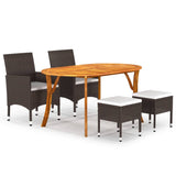 NNEVL 5 Piece Garden Dining Set Brown