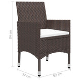 NNEVL 5 Piece Garden Dining Set Brown
