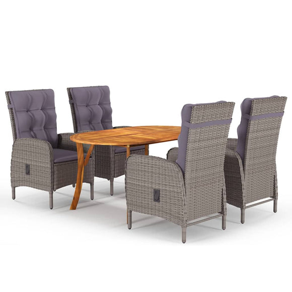 NNEVL 5 Piece Garden Dining Set Grey