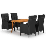 NNEVL 5 Piece Garden Dining Set Black