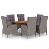 NNEVL 7 Piece Garden Dining Set Grey